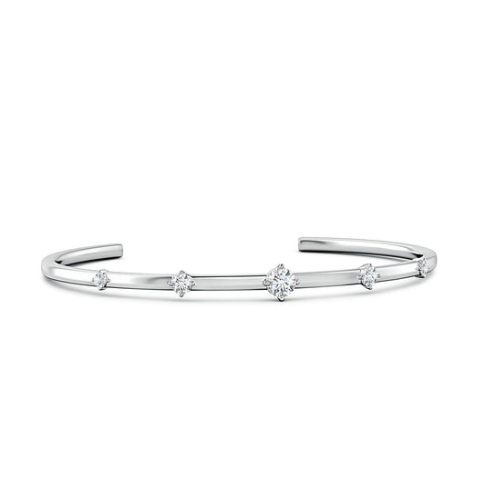 Five-Stone Round Moissanite Cuff Bracelet