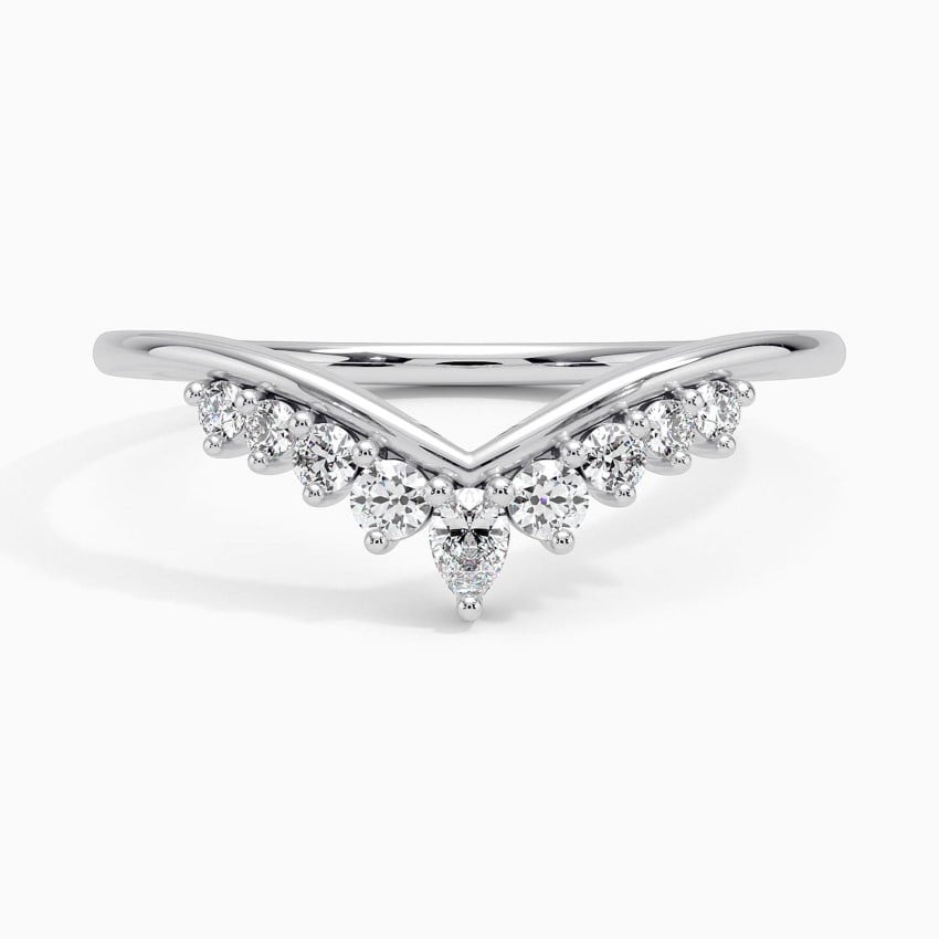 Sculpted V-Curve Moissanite Wedding Band