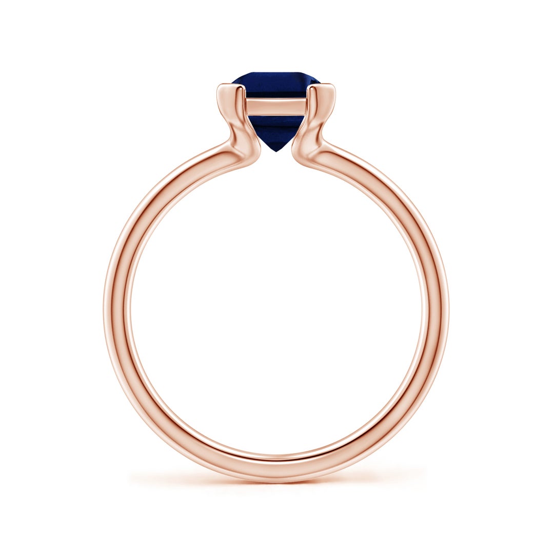 Semi Bezel Emerald-Cut Lab-Grown Blue Sapphire Solitaire Engagement Ring