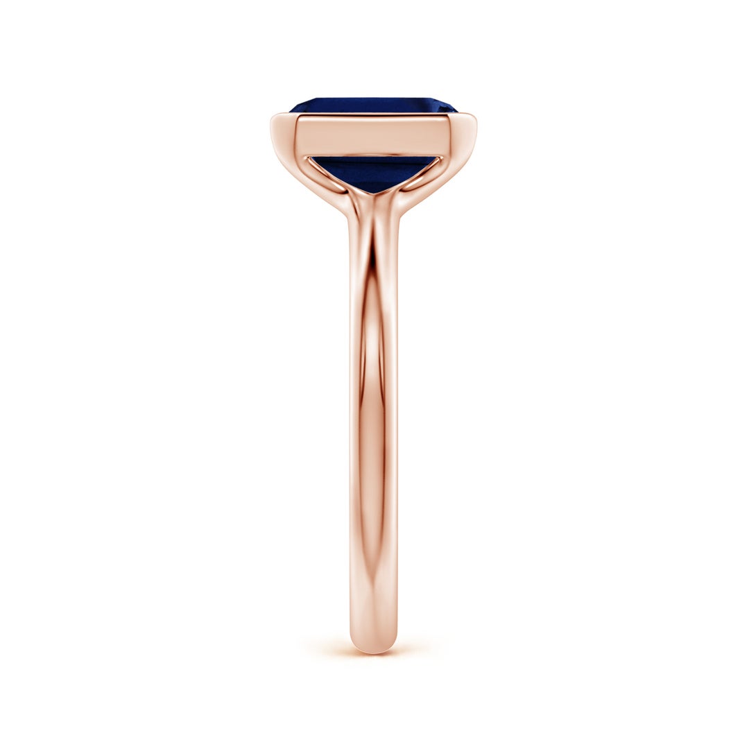 Semi Bezel Emerald-Cut Lab-Grown Blue Sapphire Solitaire Engagement Ring
