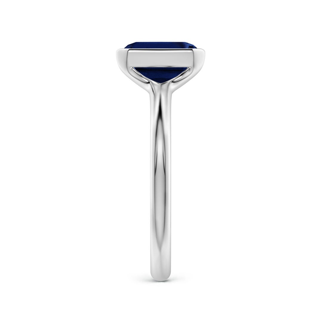 Semi Bezel Emerald-Cut Lab-Grown Blue Sapphire Solitaire Engagement Ring
