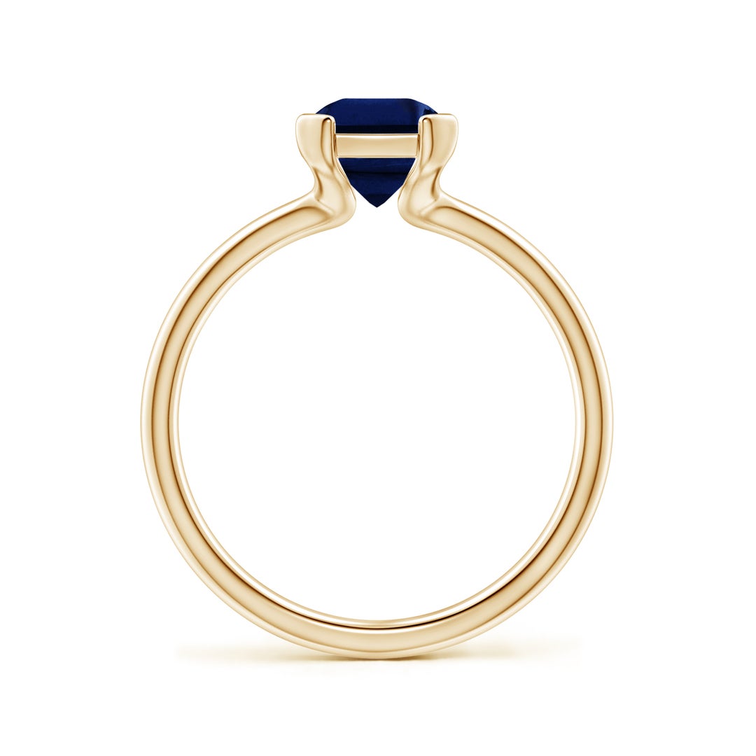 Semi Bezel Emerald-Cut Lab-Grown Blue Sapphire Solitaire Engagement Ring