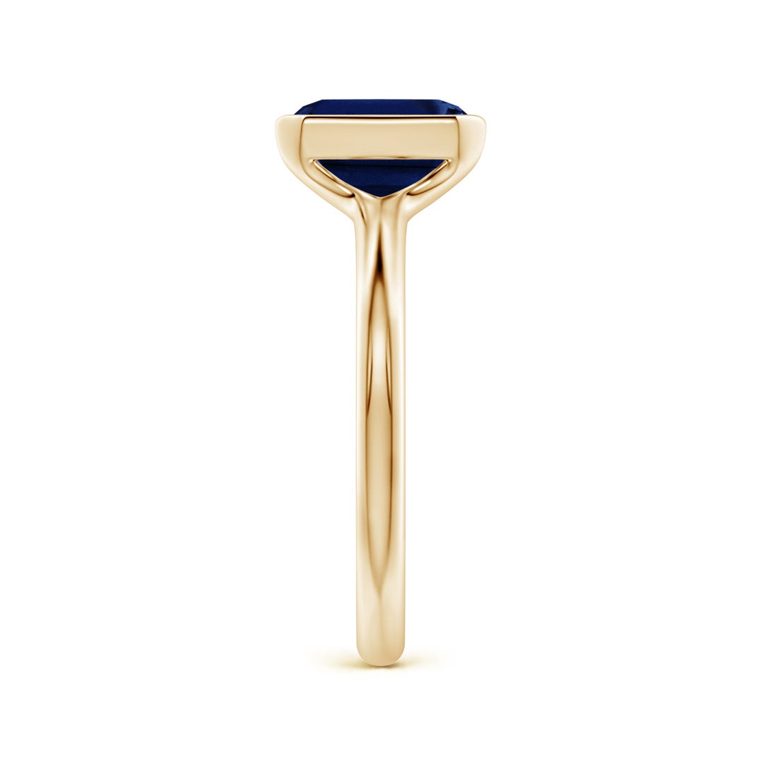 Semi Bezel Emerald-Cut Lab-Grown Blue Sapphire Solitaire Engagement Ring