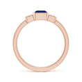 Semi Bezel Lab Emerald-Cut Sapphire Three-Stone with Moissanite Engagement Ring