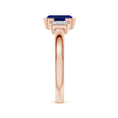 Semi Bezel Lab Emerald-Cut Sapphire Three-Stone with Moissanite Engagement Ring