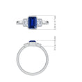 Semi Bezel Lab Emerald-Cut Sapphire Three-Stone with Moissanite Engagement Ring