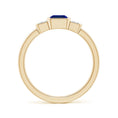 Semi Bezel Lab Emerald-Cut Sapphire Three-Stone with Moissanite Engagement Ring