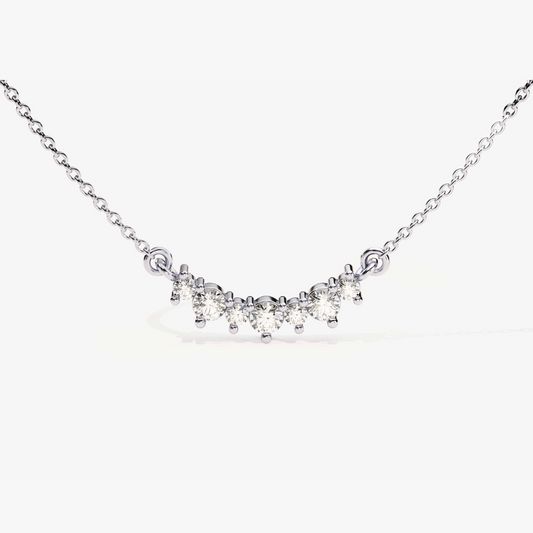 Seven-Stone Curved Moissanite Bar Necklace in Sterling Silver