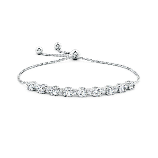 Adjustable Round Moissanite Tennis Bolo Bracelet