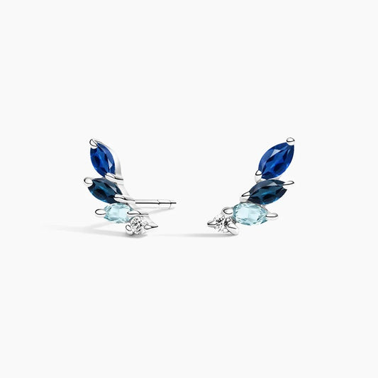 Silver Ocean Breeze Crawler Stud Earrings