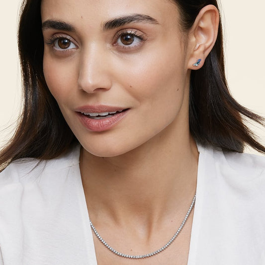 Silver Ocean Breeze Crawler Stud Earrings