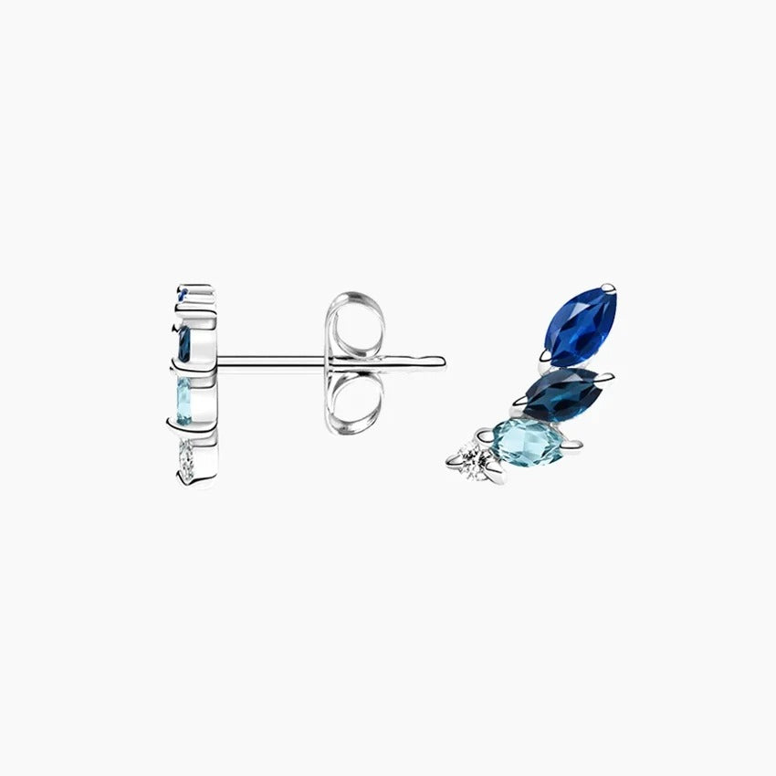 Silver Ocean Breeze Crawler Stud Earrings