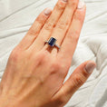 Load image into Gallery viewer, Sterling Silver Lab Grown Sapphire Engagement Ring With Hidden Halo
