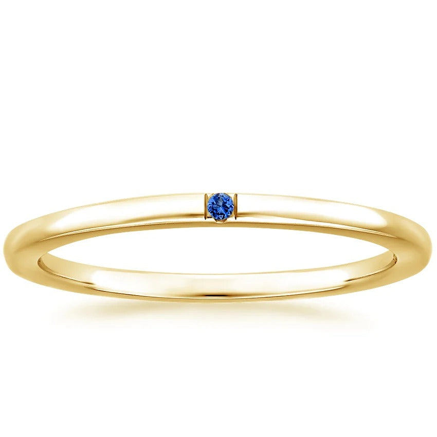 Single Sapphire Accent Wedding Band – 1.4 mm