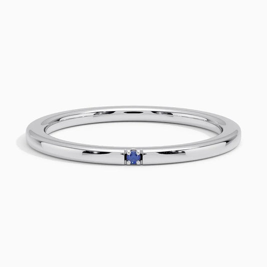 Single Sapphire Accent Wedding Band – 1.4 mm