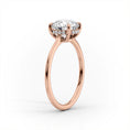 Slim Oval Lab-Grown Diamond Solitaire Hidden Halo Engagement Ring