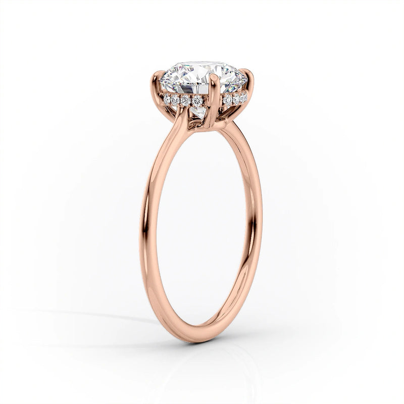 Slim Oval Lab-Grown Diamond Solitaire Hidden Halo Engagement Ring