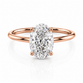 Slim Oval Lab-Grown Diamond Solitaire Hidden Halo Engagement Ring