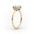 Slim Oval Lab-Grown Diamond Solitaire Hidden Halo Engagement Ring