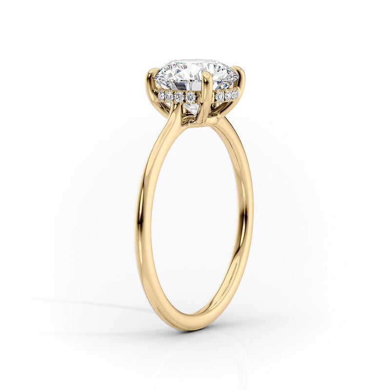 Slim Oval Lab-Grown Diamond Solitaire Hidden Halo Engagement Ring