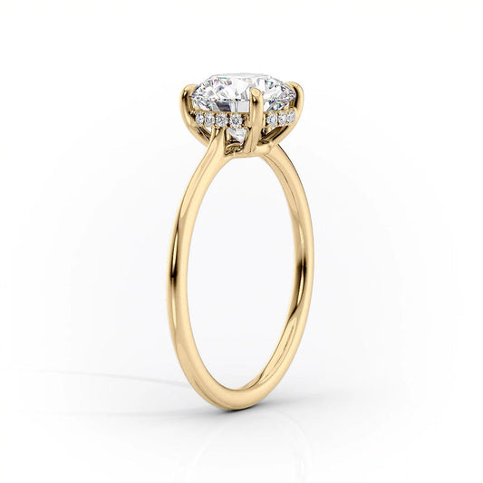 Slim Oval Lab-Grown Diamond Solitaire Hidden Halo Engagement Ring