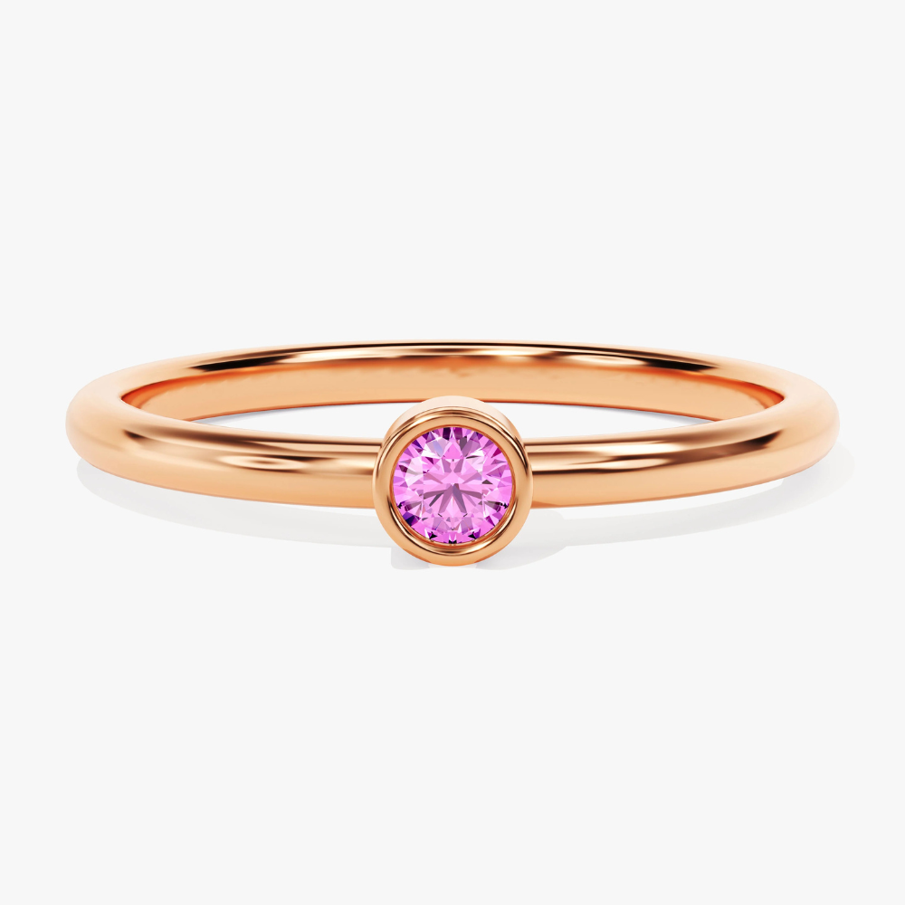 Slim Pink Tourmaline Bezel Ring–1.2mm
