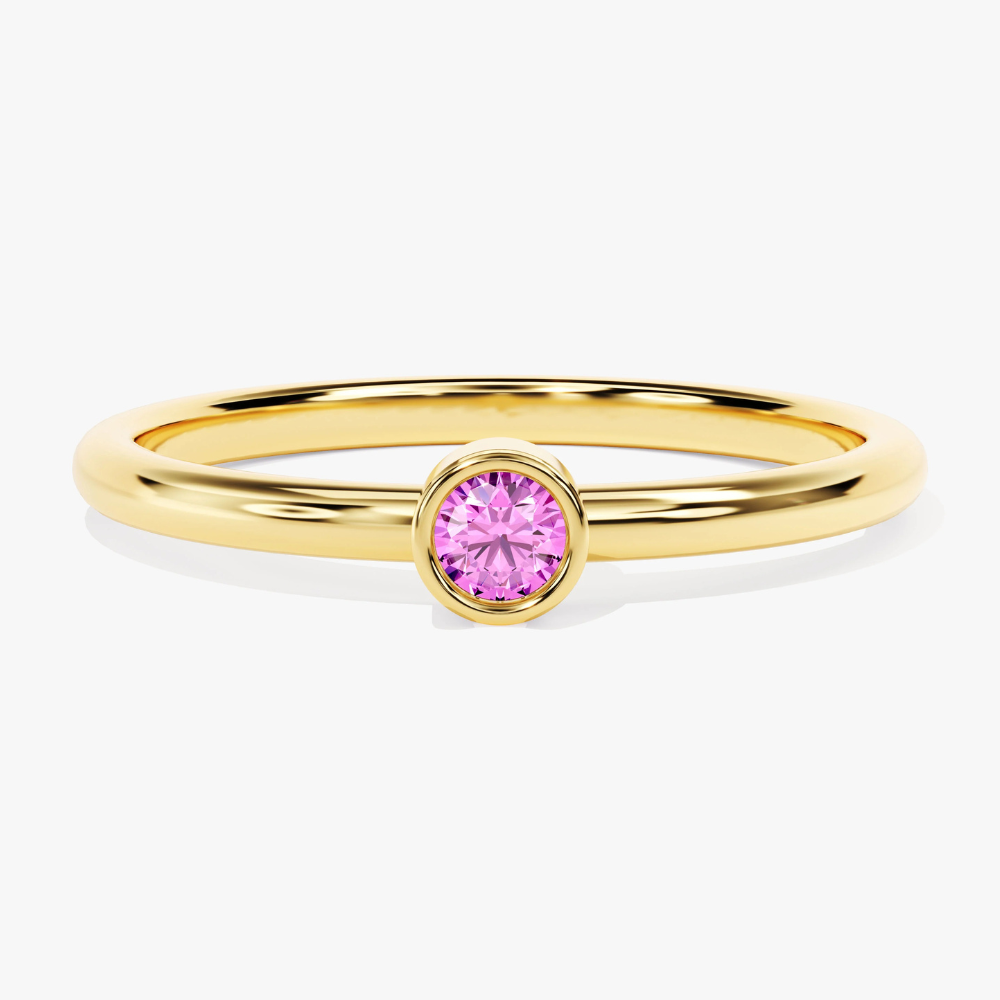 Slim Pink Tourmaline Bezel Ring–1.2mm