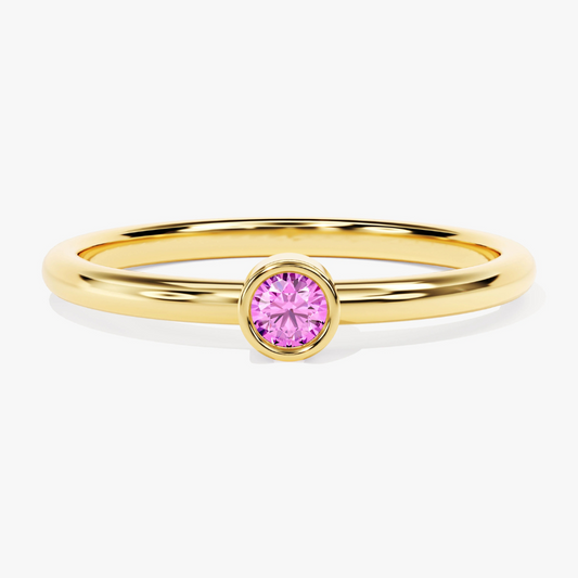Slim Pink Tourmaline Bezel Ring–1.2mm