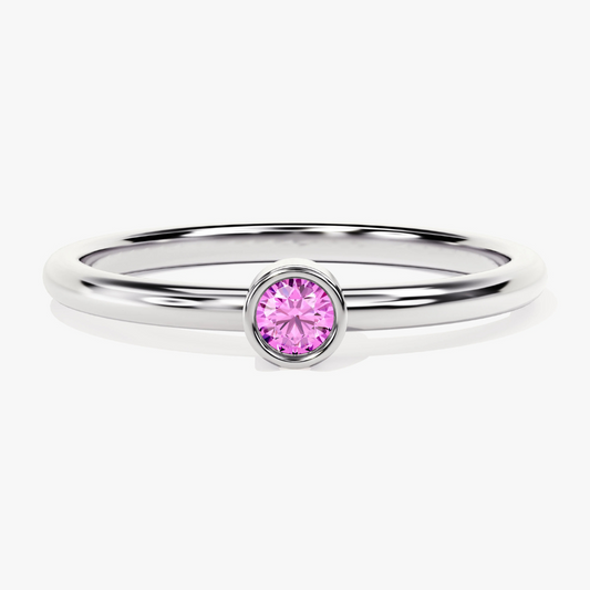Slim Pink Tourmaline Bezel Ring–1.2mm