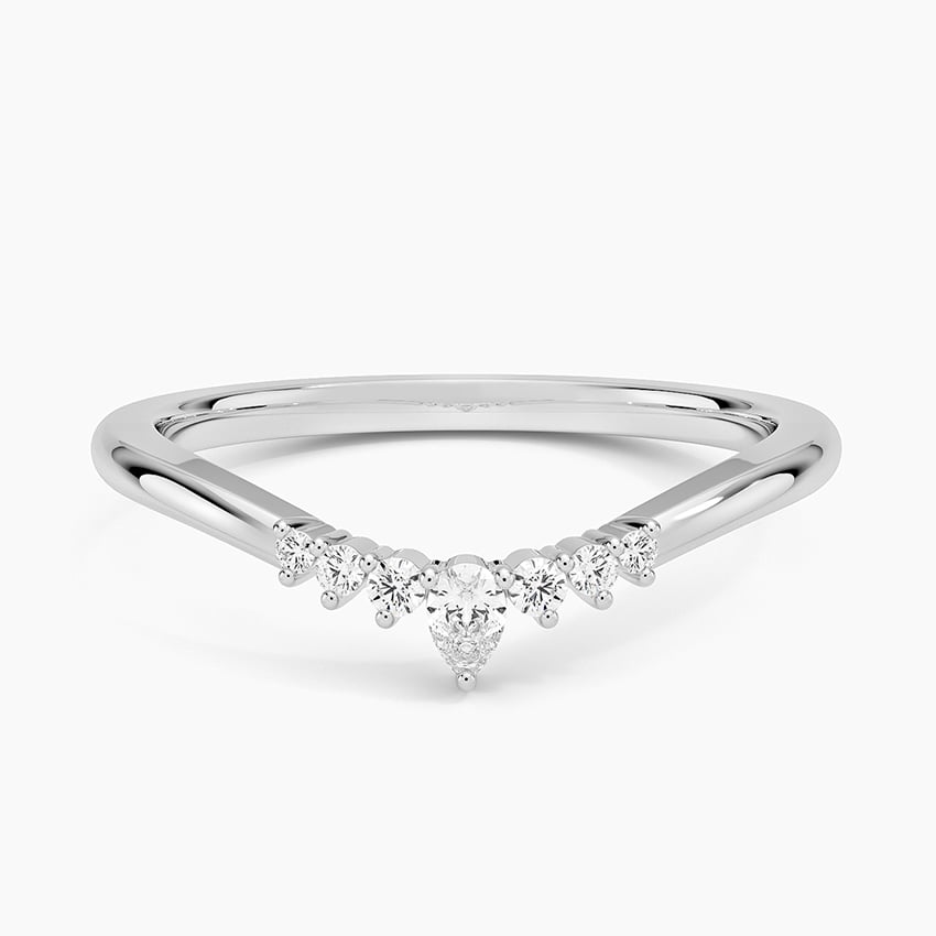 Soft Curved Pear & Round Moissanite Wedding Band-1.5 mm