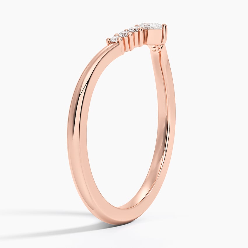 Soft Curved Pear & Round Moissanite Wedding Band-1.5 mm