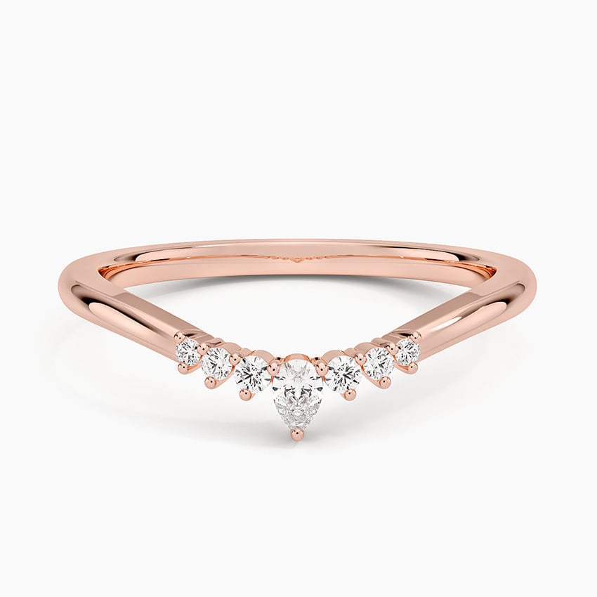 Soft Curved Pear & Round Moissanite Wedding Band-1.5 mm