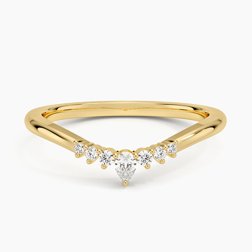 Soft Curved Pear & Round Moissanite Wedding Band-1.5 mm