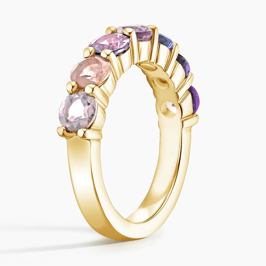 Soft Violet Gradient Round Lab Gemstone Half Eternity Wedding Band - 3.0 mm