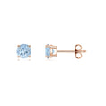 Solitaire Round Aquamarine Stud Earrings