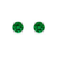 Solitaire Round Lab-Created Emerald Stud Earrings