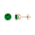 Solitaire Round Lab-Created Emerald Stud Earrings
