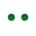 Solitaire Round Lab-Created Emerald Stud Earrings