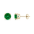 Solitaire Round Lab-Created Emerald Stud Earrings