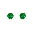 Solitaire Round Lab-Created Emerald Stud Earrings