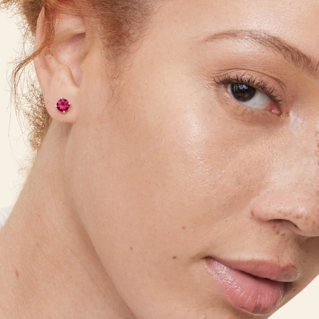Solitaire Ruby Stud Earrings
