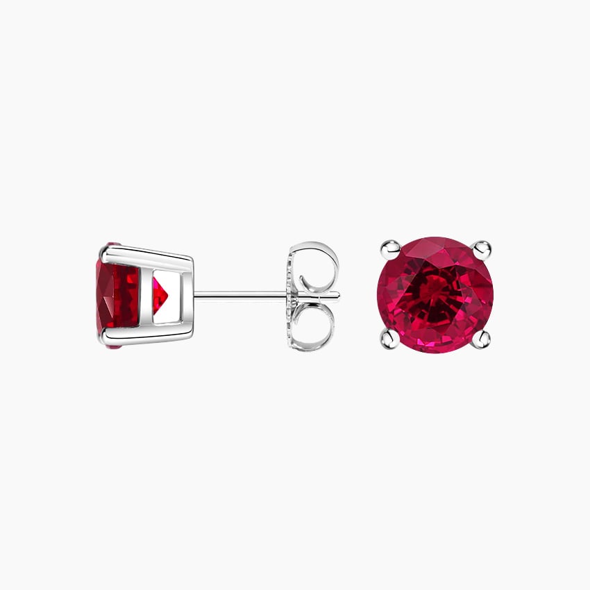 Solitaire Ruby Stud Earrings