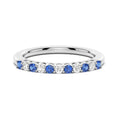 Load image into Gallery viewer, Sterling_Silver_Blue_Sapphire_Half_Eternity_Wedding_Band
