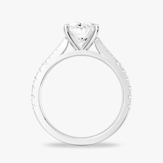 Sterling Silver Oval Cut Split-Shank Moissanite Engagement Ring