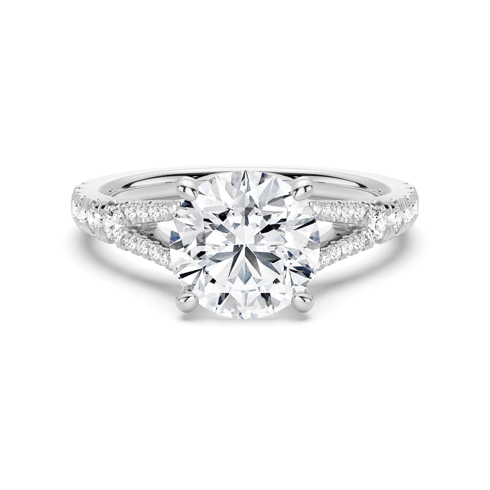 Sterling Silver Round Cut Split-Shank Moissanite Engagement Ring