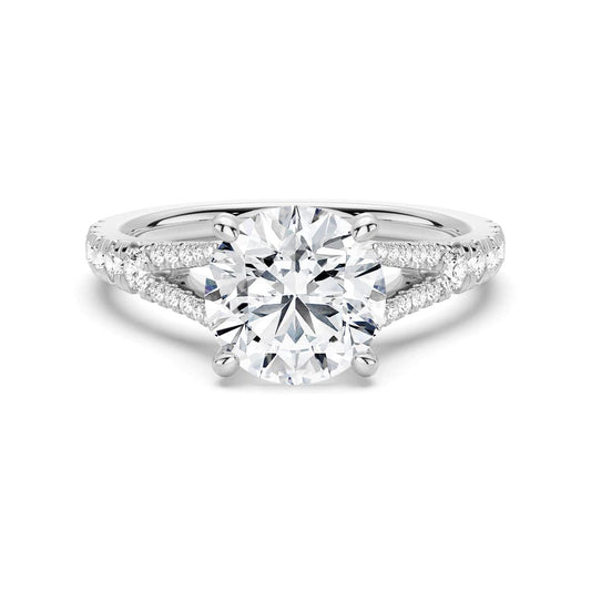 Sterling Silver Round Cut Split-Shank Moissanite Engagement Ring