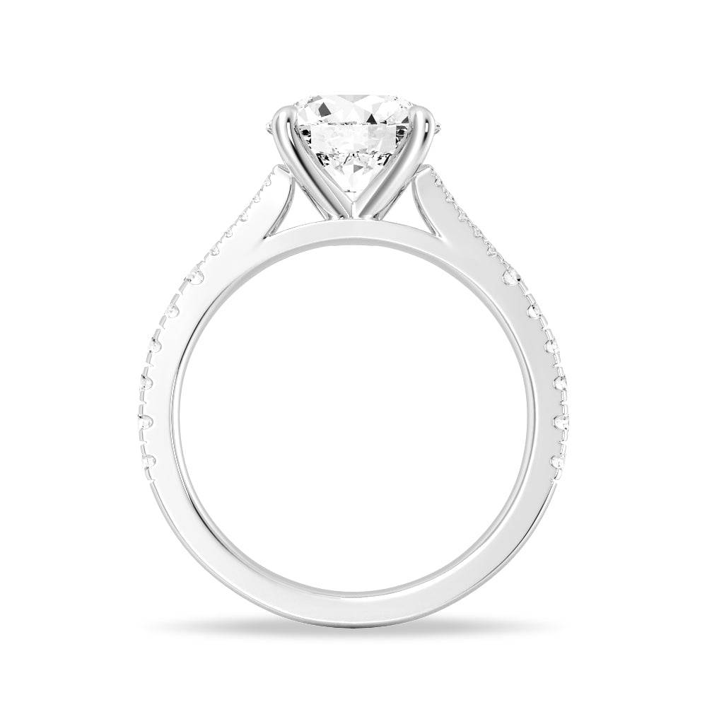 Sterling Silver Round Cut Split-Shank Moissanite Engagement Ring