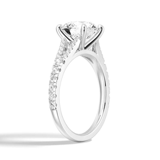 Sterling Silver Round Cut Split-Shank Moissanite Engagement Ring