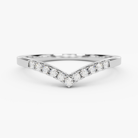 Sterling Silver V-Shaped Moissanite Wedding Band