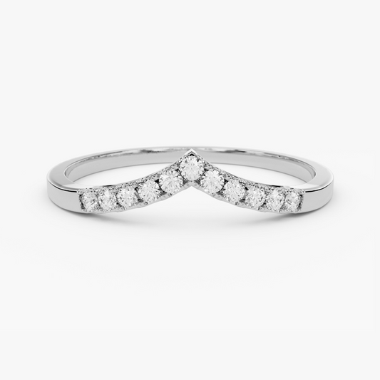 Sterling Silver V-Shaped Moissanite Wedding Band